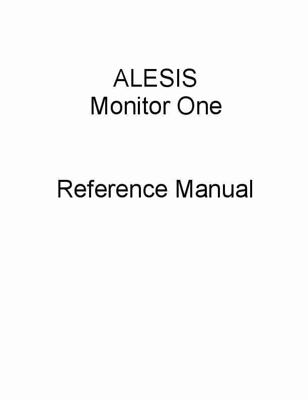 Alesis Computer Monitor Monitor One-page_pdf